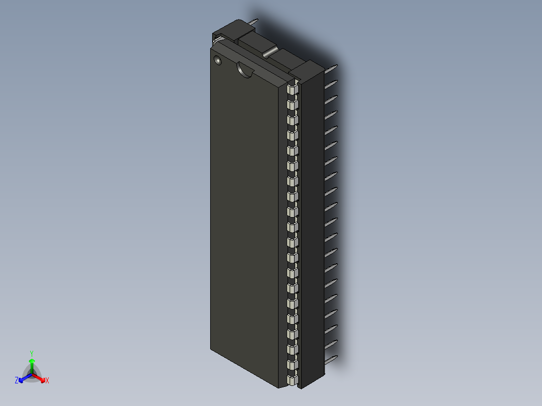 DIP40W 带IC插座正等轴测图
