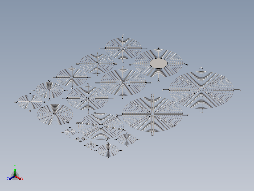 风扇防护网罩 17款正等轴测图