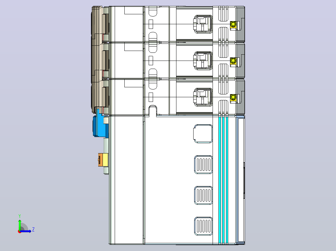 NB8LE-63(6-40A) 3P剩余电流动作断路器三维模型202405左视图