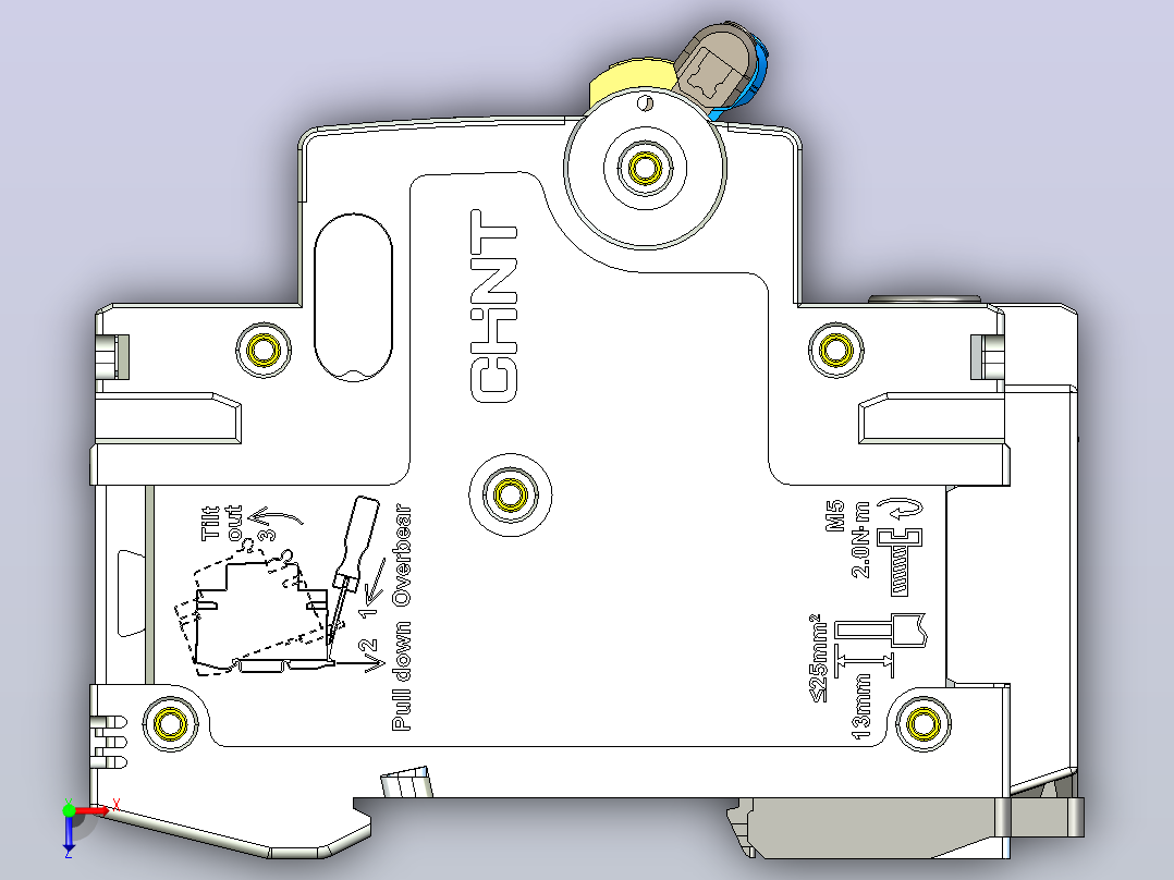 NB8LE-63(6-40A) 3P剩余电流动作断路器三维模型202405俯视图