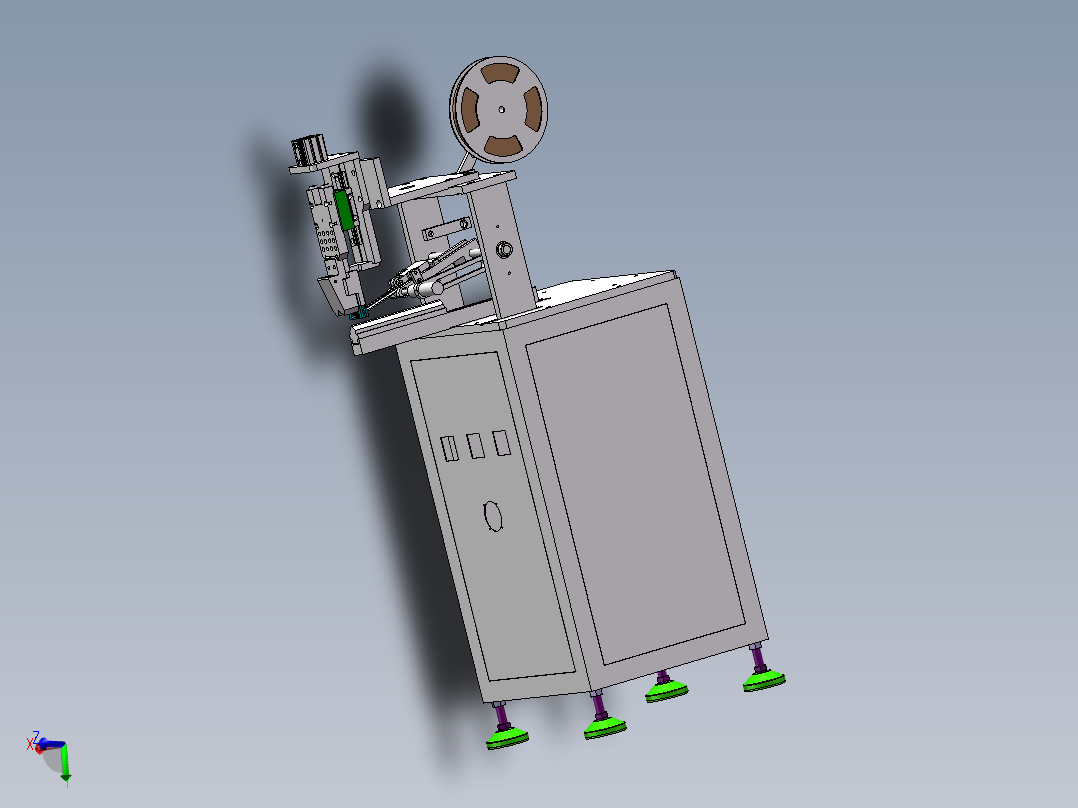 半自动单机头纸盒贴角机（sw20可编辑+工程图）