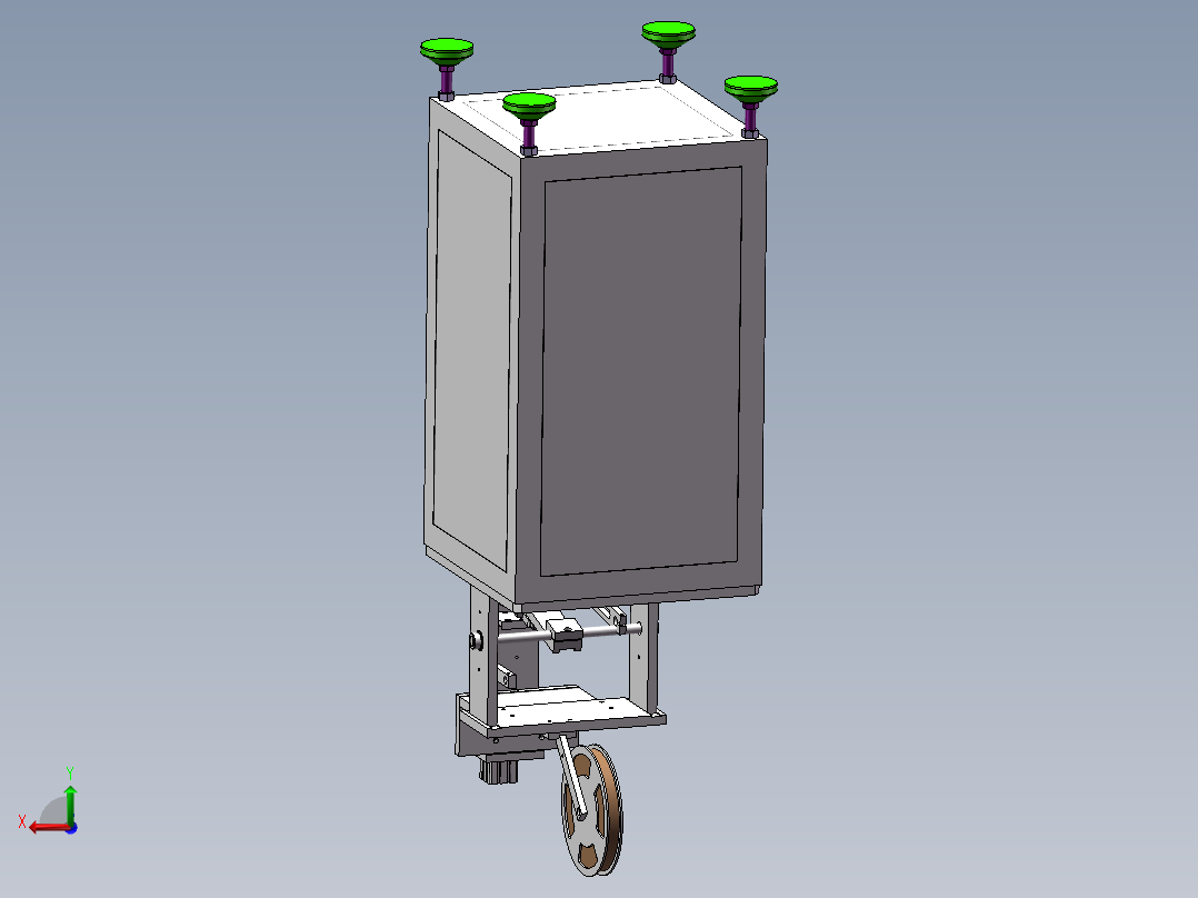 半自动单机头纸盒贴角机（sw20可编辑+工程图）后视图
