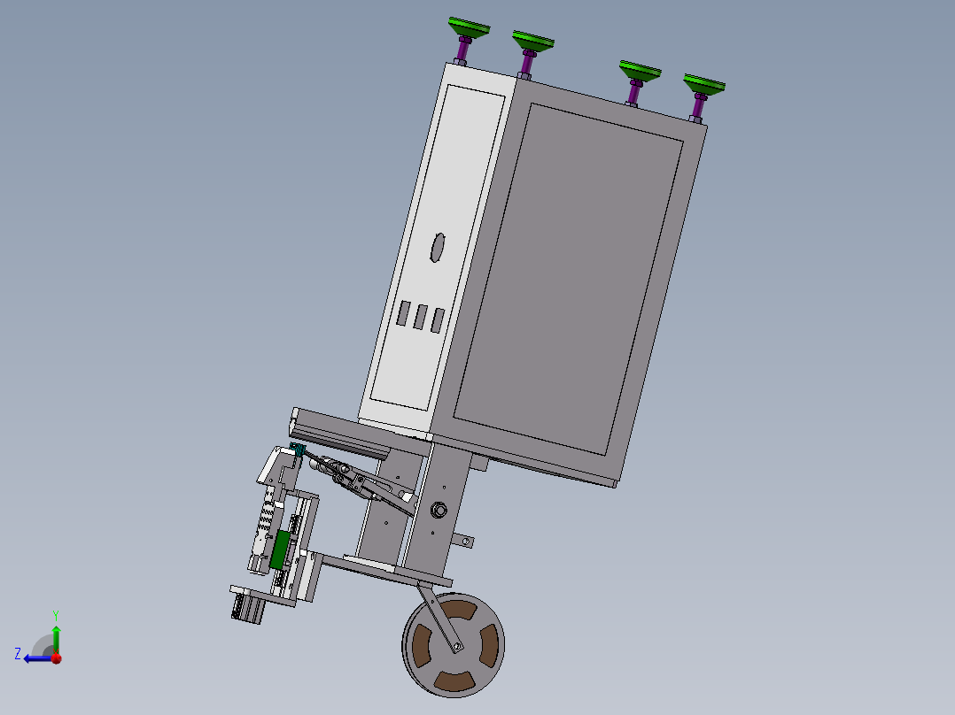 半自动单机头纸盒贴角机（sw20可编辑+工程图）右视图