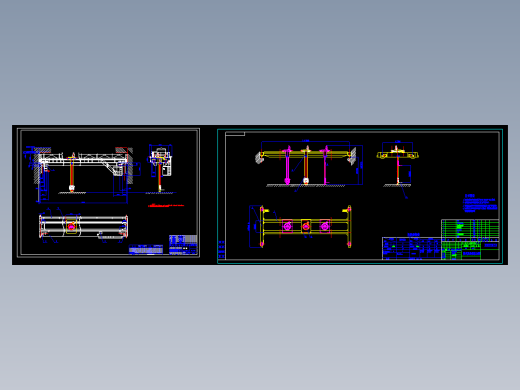桥式堆垛机cad总装配图 双臂立柱电动葫芦 重型起重机CAD装配图纸