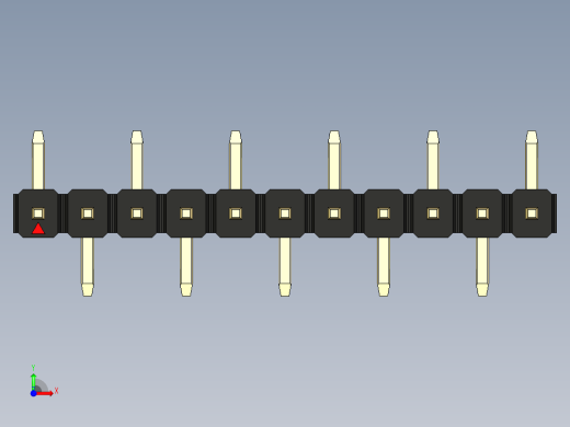 彩色公排针 100mil 2.54mm 系列-DS1022_black_11p_100mil_Type_SMT_R1_rev1.0前视缩略图