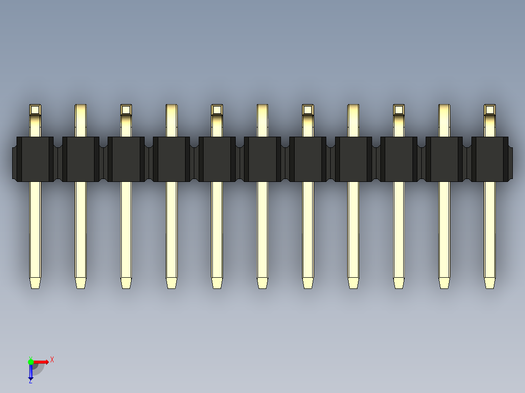 彩色公排针 100mil 2.54mm 系列-DS1022_black_11p_100mil_Type_SMT_R1_rev1.0俯视图