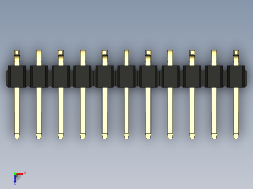 彩色公排针 100mil 2.54mm 系列-DS1022_black_11p_100mil_Type_SMT_R1_rev1.0俯视缩略图
