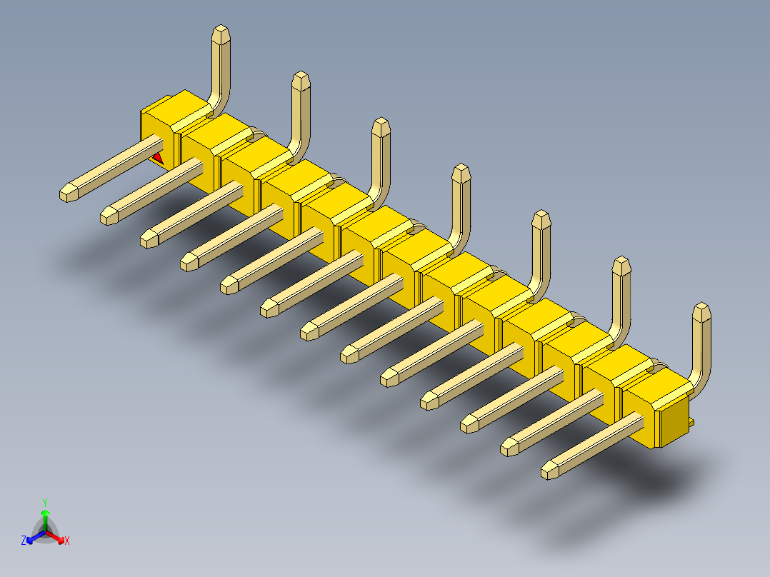 彩色公排针 100mil 2.54mm 系列-DS1022_yellow_13p_100mil_Type_SMT_R1_rev1.0主视图