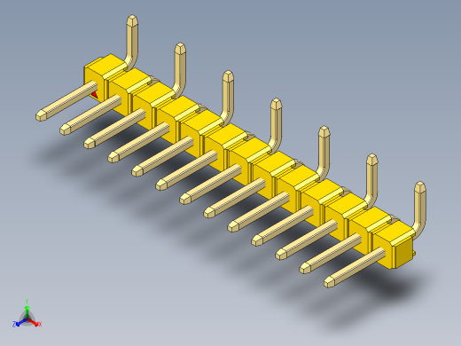 彩色公排针 100mil 2.54mm 系列-DS1022_yellow_13p_100mil_Type_SMT_R1_rev1.0正等轴测缩略图