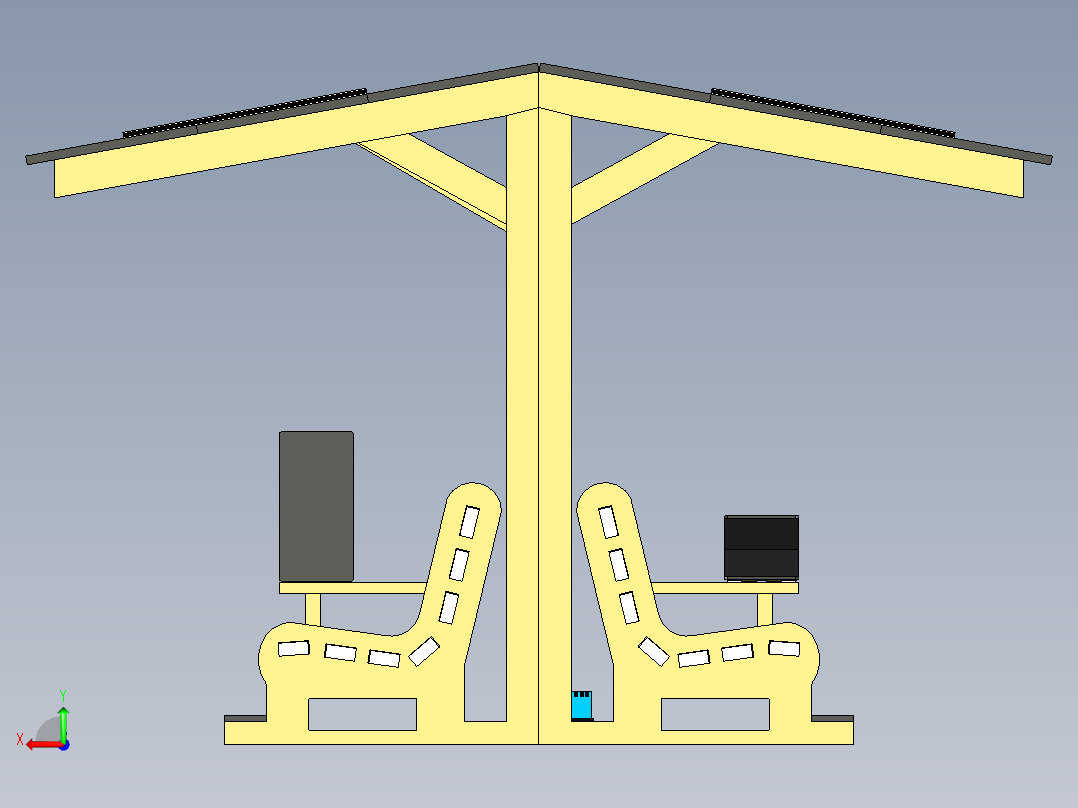 太阳能长凳后视图