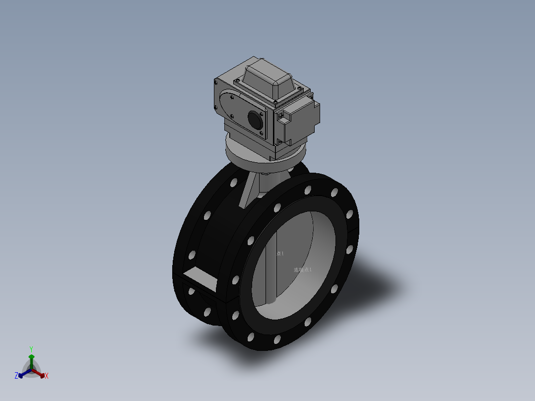 法兰式电动蝶阀-铸铁 DN50-DN400正等轴测图
