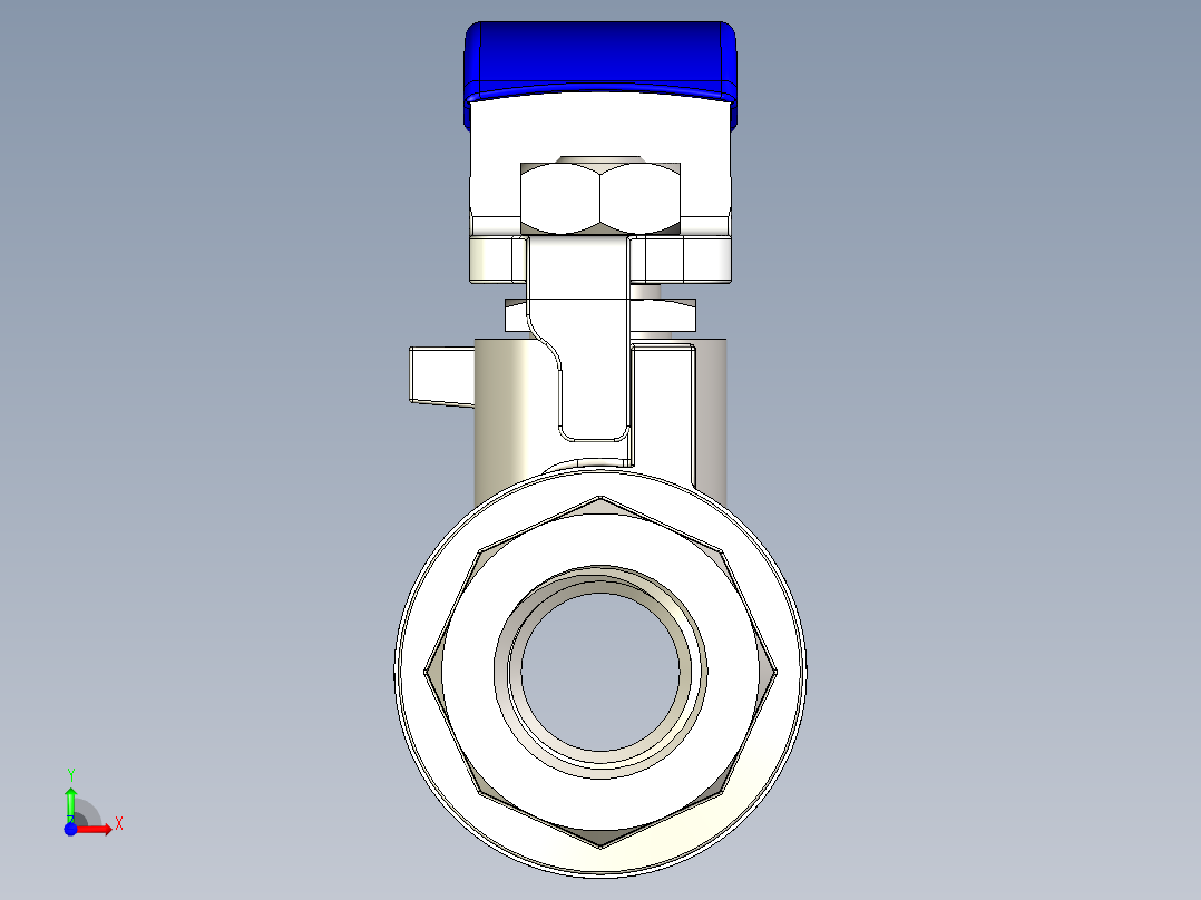 铸铁水管阀门模型前视图