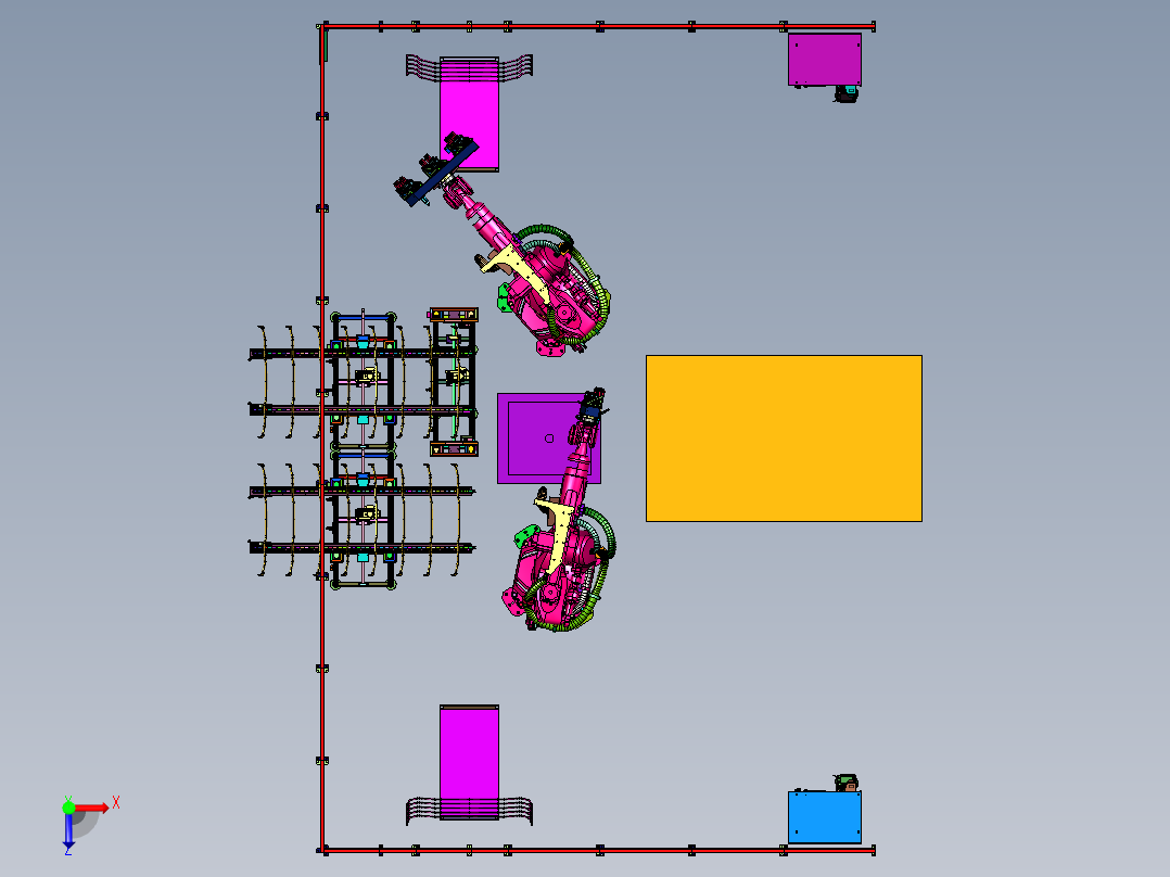 自动化伺服数控锻造生产线俯视图