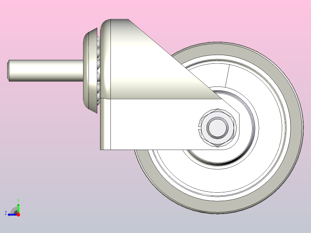 100毫米脚轮滚轮螺纹杆右视图