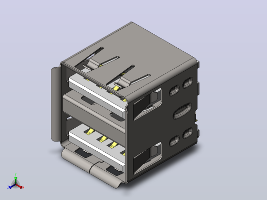 双USB 2.0 类型A母座 180度 8针 11正等轴测缩略图