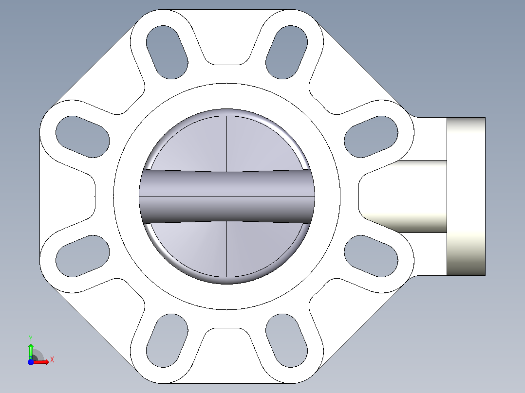 2FKOVFM LUG ISO-DIN 裸轴蝶阀，凸耳iso-din版本前视图