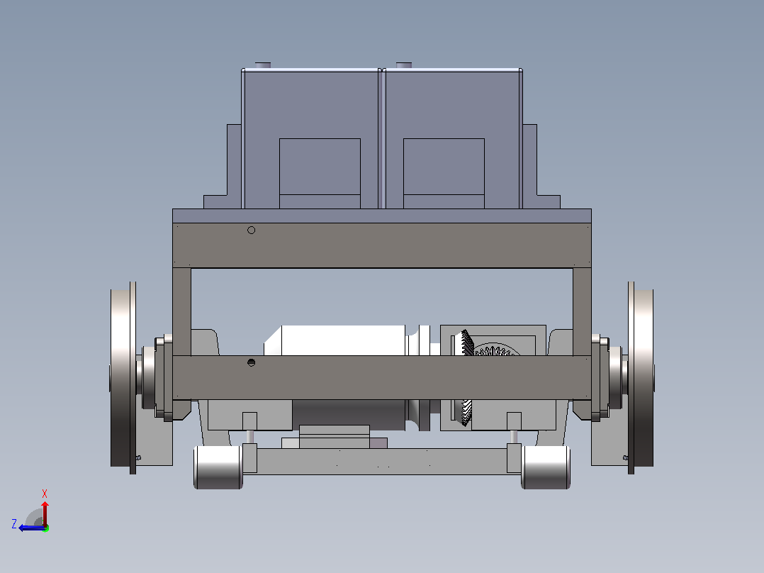 探伤小车sw+cad+运动仿真视频主视图