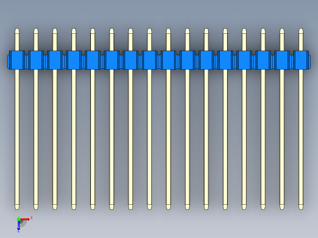 彩色公头100mil（2.54mm）系列-DS1021_blue_2x16p_100mil_Type19_rev1.0俯视图