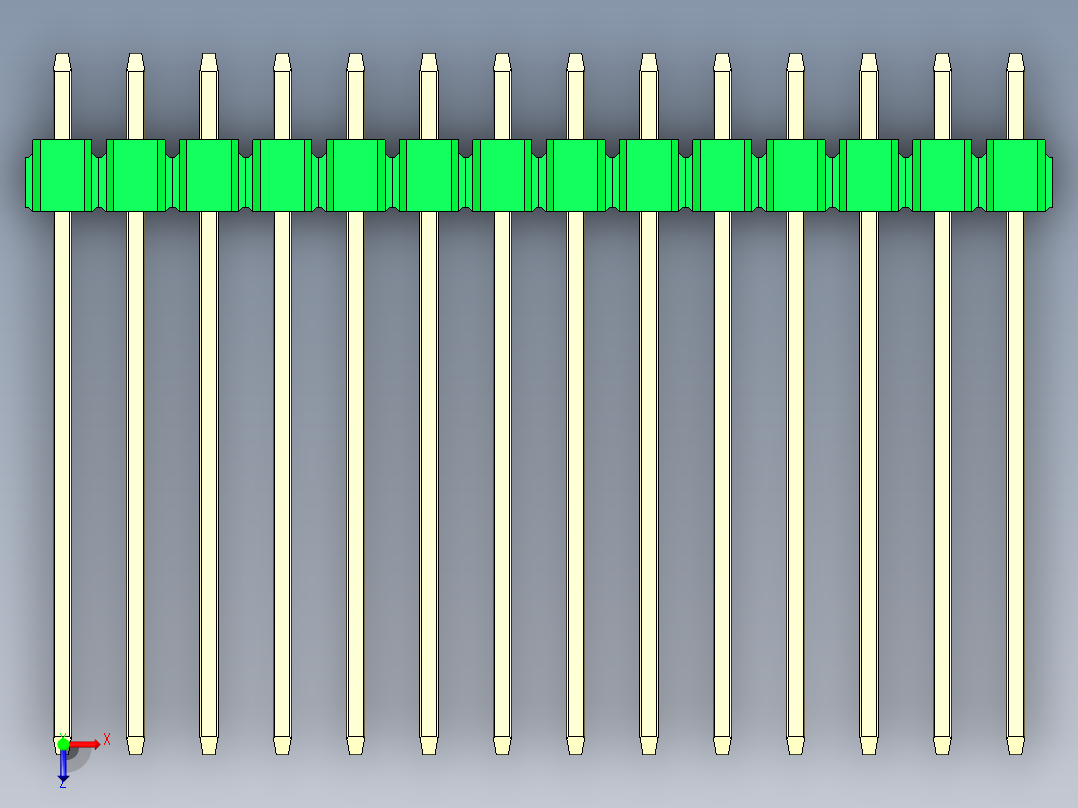 彩色公头100mil（2.54mm）系列-DS1021_green_2x14p_100mil_Type19_rev1.0俯视图