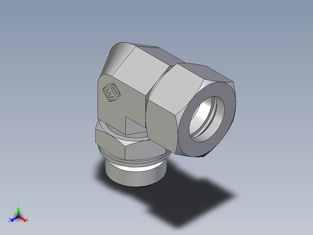 卡套式工业通用硬管接头EO_Adjustable_Locknut_elbow_WEE22LM27x2CF主视图