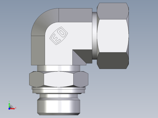 卡套式工业通用硬管接头EO_Adjustable_Locknut_elbow_WEE22LM27x2CF前视缩略图