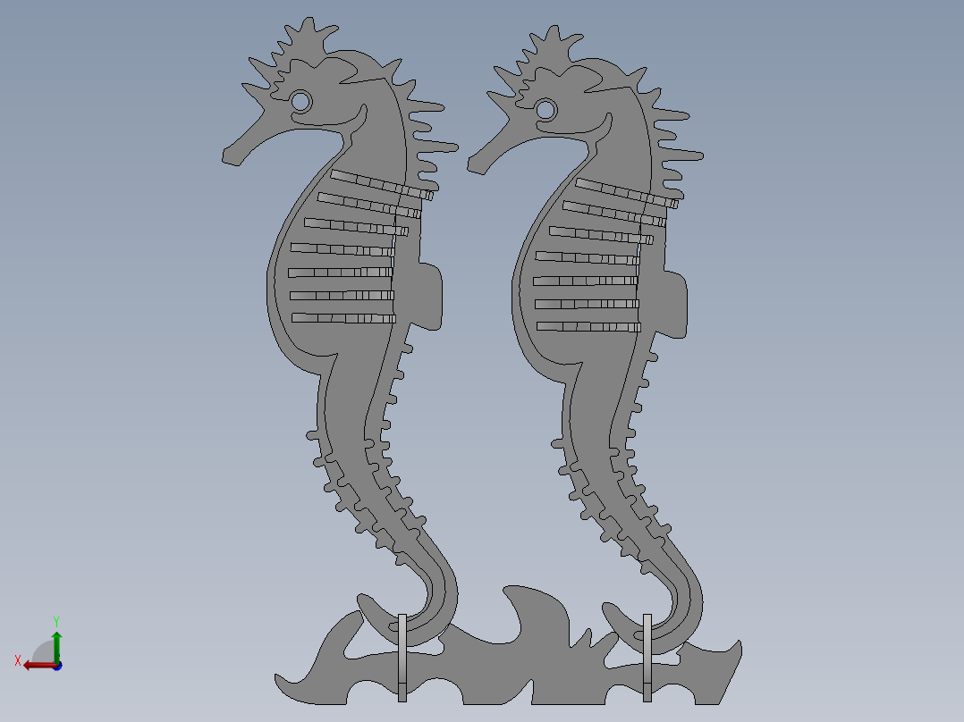 激光下料拼图海马Parasolid, SOLIDWORKS 2016, STEP _ IGES后视图