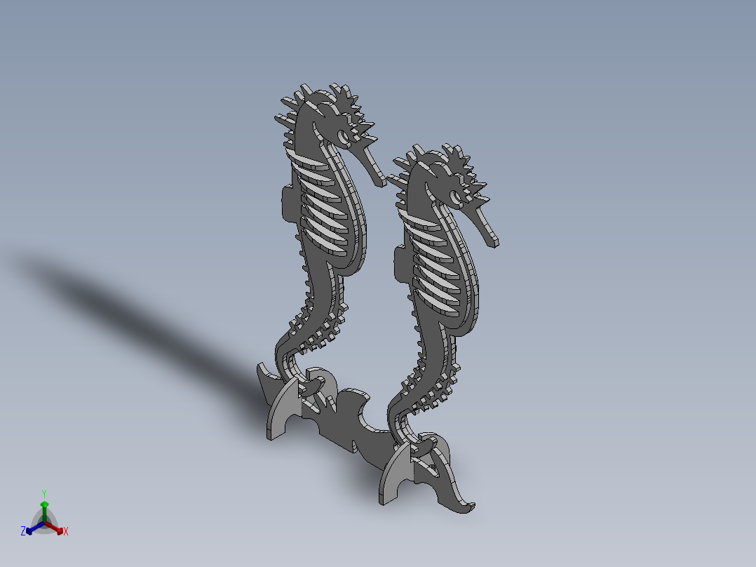 激光下料拼图海马Parasolid, SOLIDWORKS 2016, STEP _ IGES正等轴测图