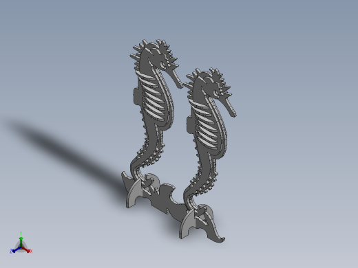 激光下料拼图海马Parasolid, SOLIDWORKS 2016, STEP _ IGES正等轴测缩略图