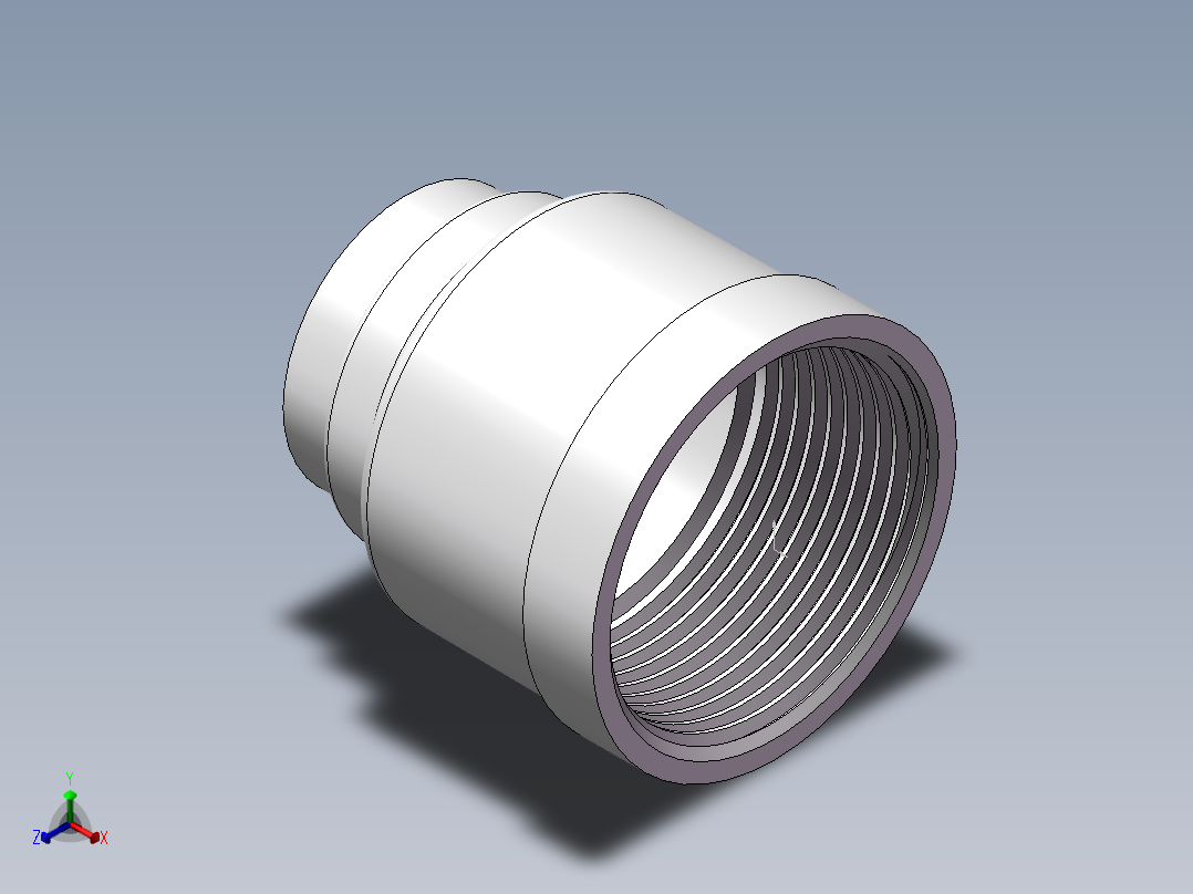 管箍-异径有边 DN32-DN20正等轴测图