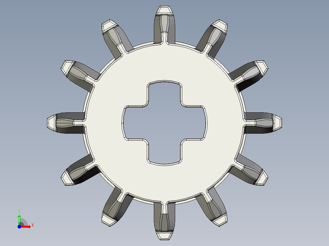 32270 Medium Stone Grey Technic Gear 12 Tooth Double Bevel.STEP前视图