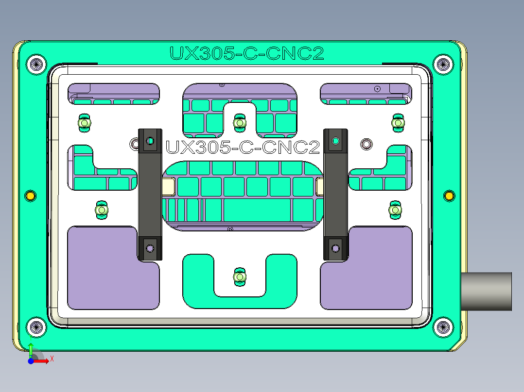 UX305-C-笔记本CNC工装夹具三维模型CNC2前视图
