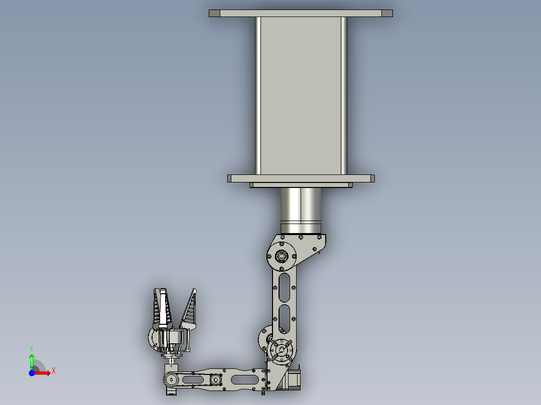 安装在数控机床上的小型机械手前视图