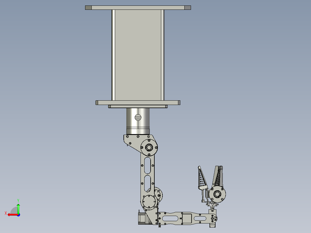 安装在数控机床上的小型机械手后视图