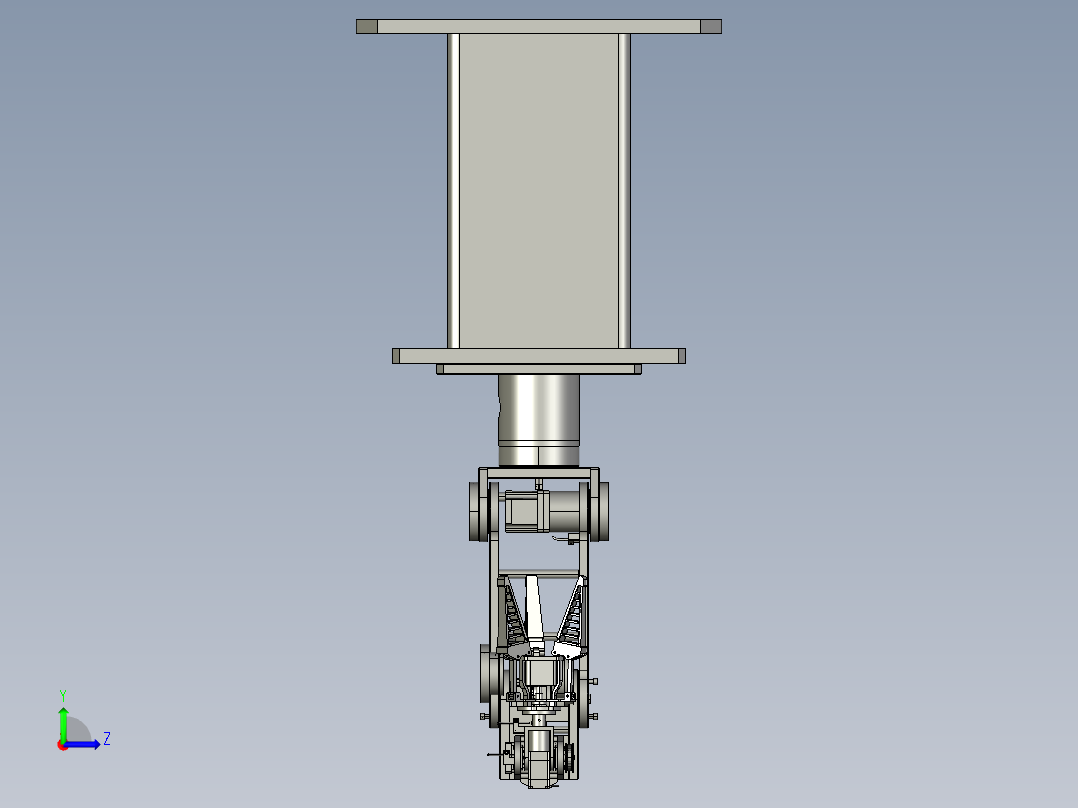 安装在数控机床上的小型机械手左视图