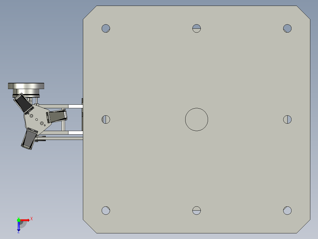 安装在数控机床上的小型机械手俯视图