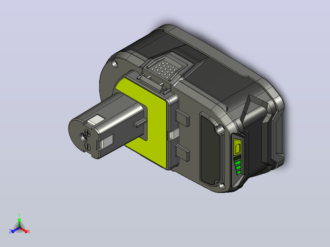 Ryobi 4Ah 18V电池正等轴测图