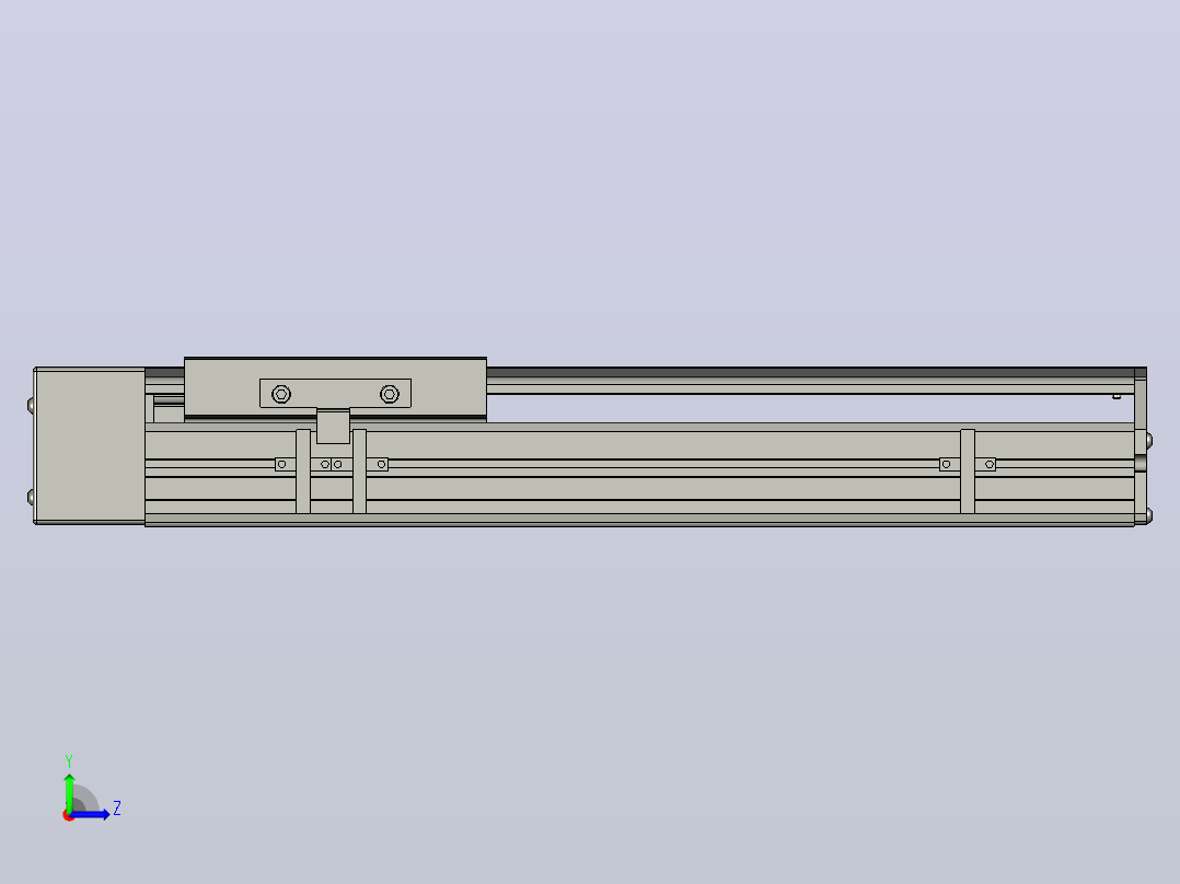 SYS14-250-BR-200W滚珠花健、支撑座、滚珠丝杠、交叉导轨、直线模组.STEP左视图