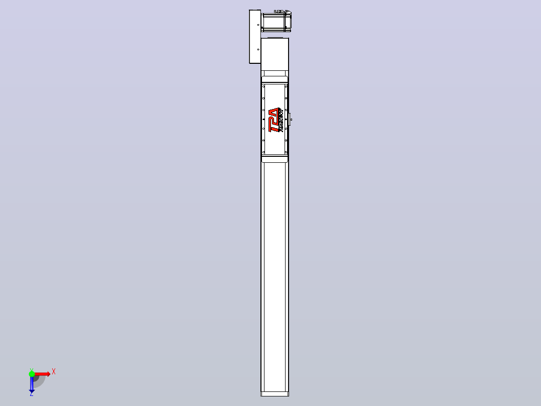 伺服电机集成皮带传动直线执行器TPA-OCB-120-224-L850-MR-P75-N3俯视图