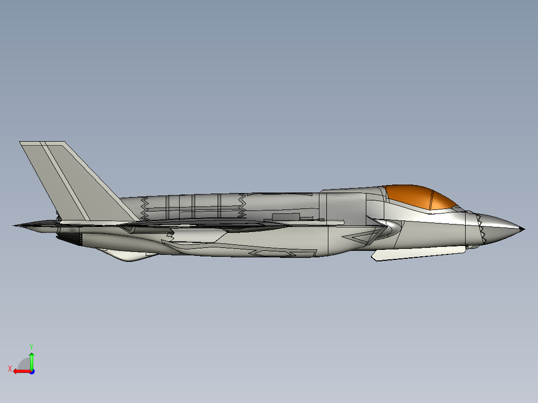 F-35A lightning-ii战斗机模型3D图纸 STEP格式俯视图