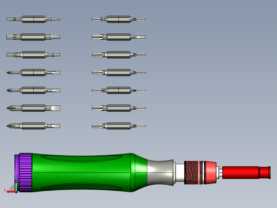 精密螺丝刀套件建模后视图