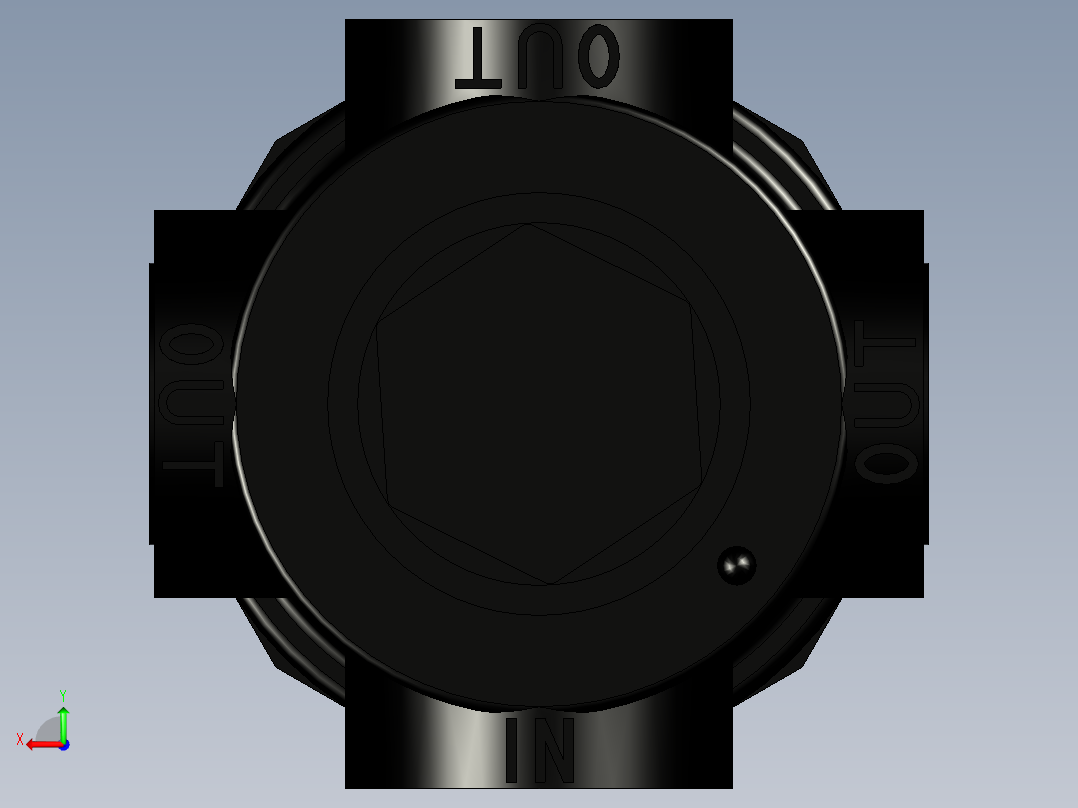 catia 塑料水调节器后视图
