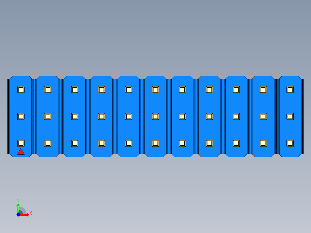 彩色公头100mil（2.54mm）系列-DS1021_blue_3x11p_100mil_Type5_rev1.0前视图