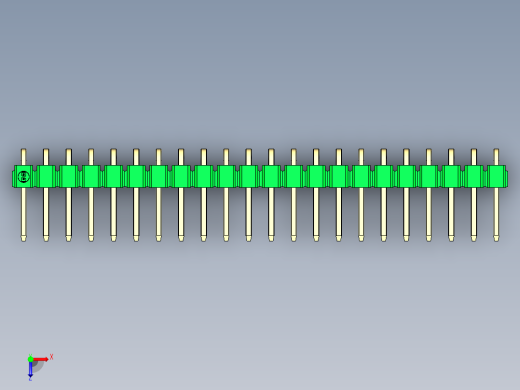 彩色公排针 100mil 2.54mm 系列-DS1022_green_1x22p_100mil_TypeD_rev1.0俯视缩略图