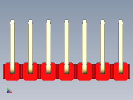彩色公排针 100mil 2.54mm 系列-DS1022_red_07p_100mil_TypeU_rev1.0前视缩略图
