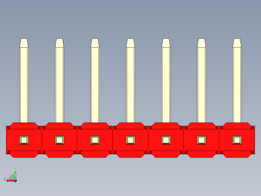 彩色公排针 100mil 2.54mm 系列-DS1022_red_07p_100mil_TypeU_rev1.0后视缩略图
