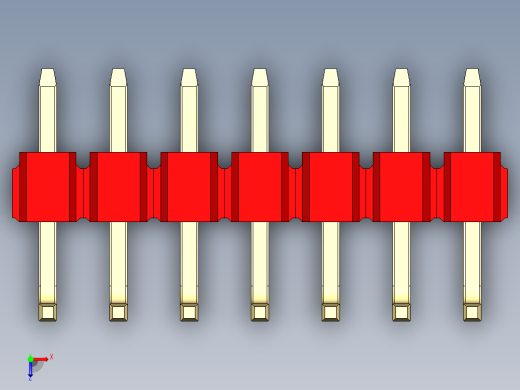 彩色公排针 100mil 2.54mm 系列-DS1022_red_07p_100mil_TypeU_rev1.0俯视缩略图