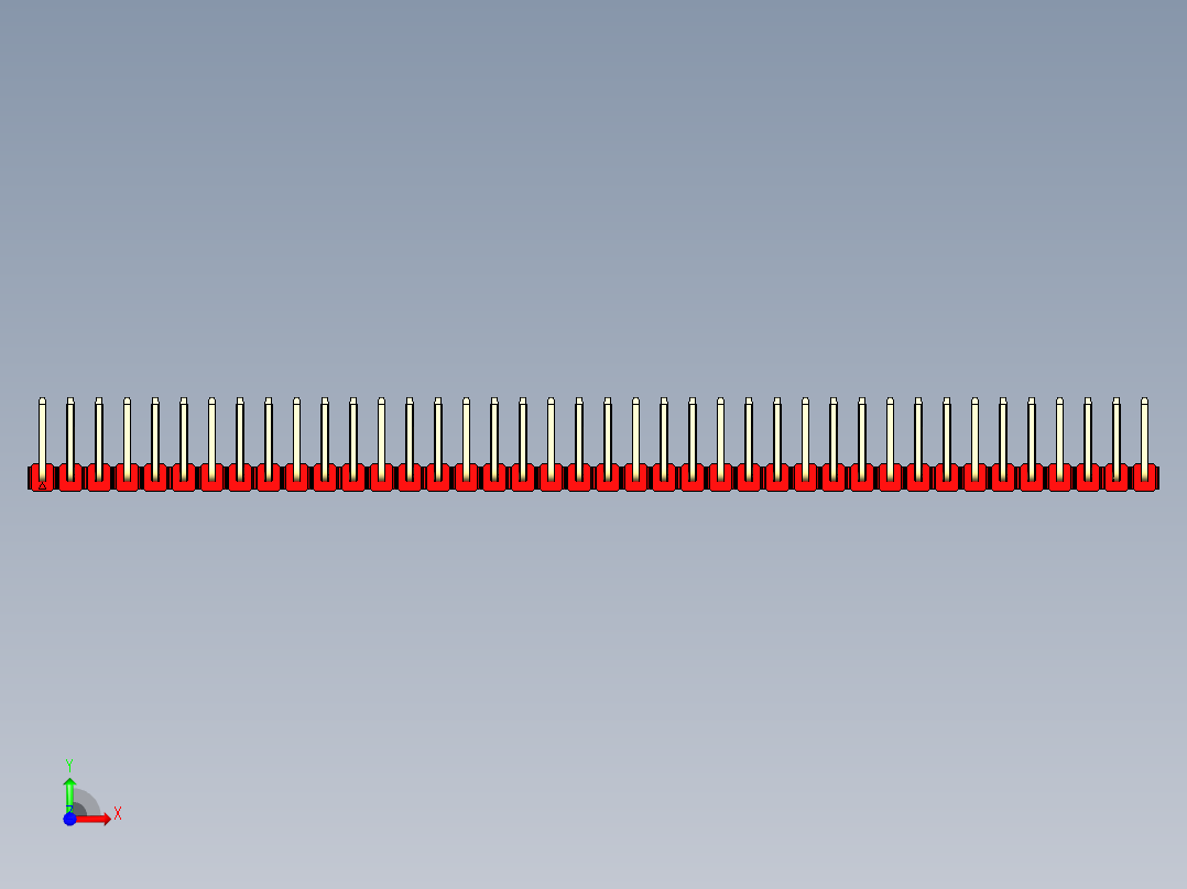 彩色公排针 100mil 2.54mm 系列-DS1022_red_40p_100mil_TypeU_rev1.0前视图