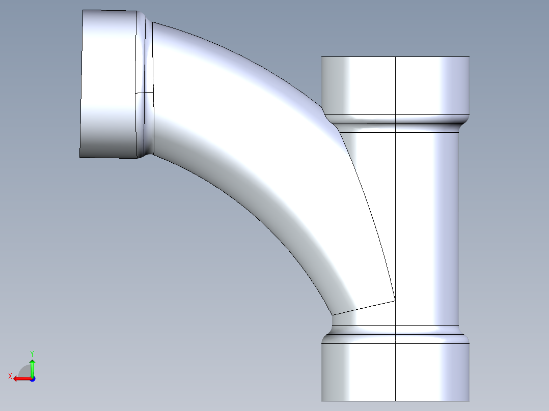 船舶管路系统S9_SeaDrainPLUS_LongTurnTee-SxSxS_37E173001_1-1-2in Sea Drain Plus - Long Turn Tee - SxSxS后视图