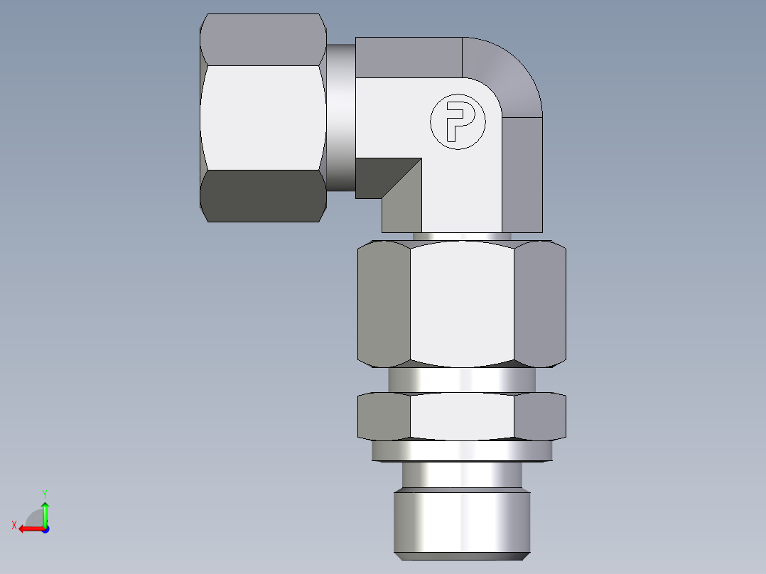 卡套式工业通用硬管接头EO_Assembled_adjustable_standpipe_elbow_EVW12LR71后视图