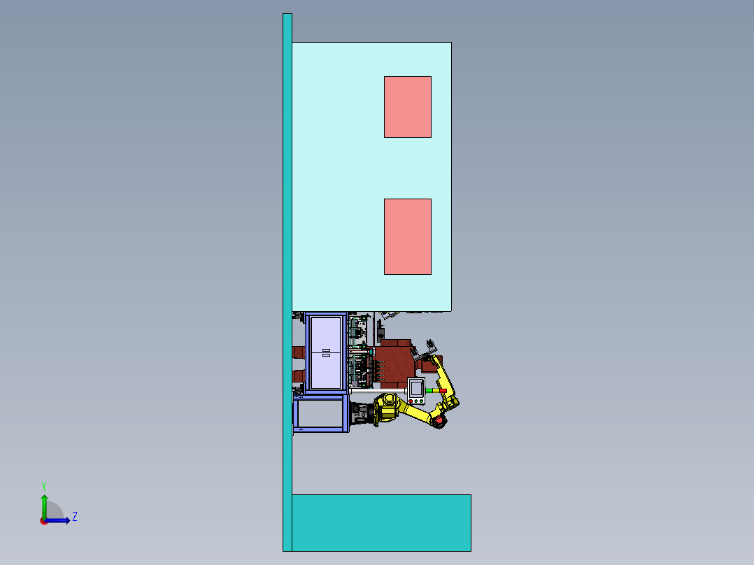 马达转子滴漆机机器人自动上料sw22可编辑左视图